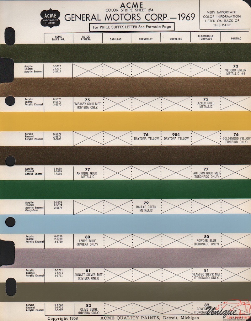 1969 General Motors Paint Charts Acme 4